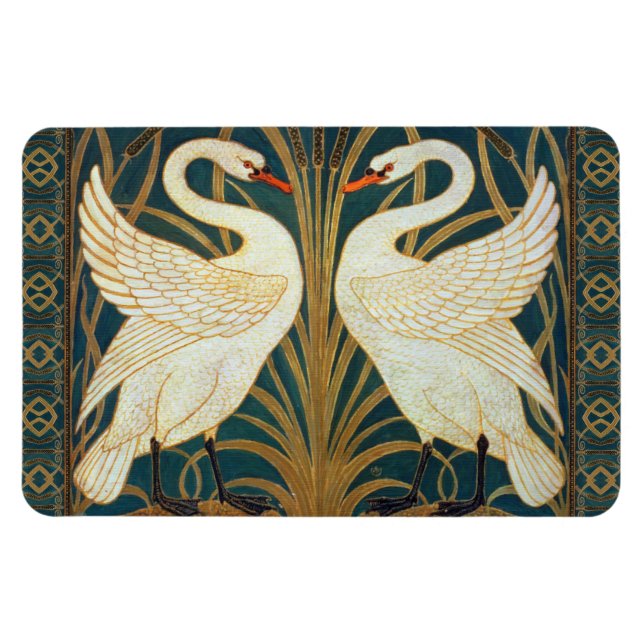 Íman Walter Crane Swan, Rush E Iris Art Nouveau (Horizontal)