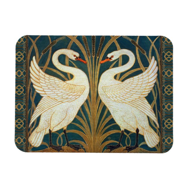 Íman Walter Crane Swan, Rush E Iris Art Nouveau (Horizontal)