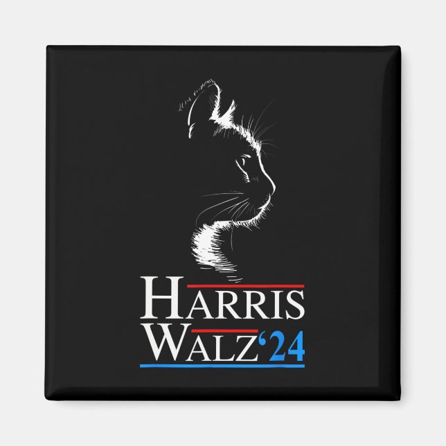 Íman Waltz 2024 Eleição Engraçado Cat Kamala Harris Tim (Frente)