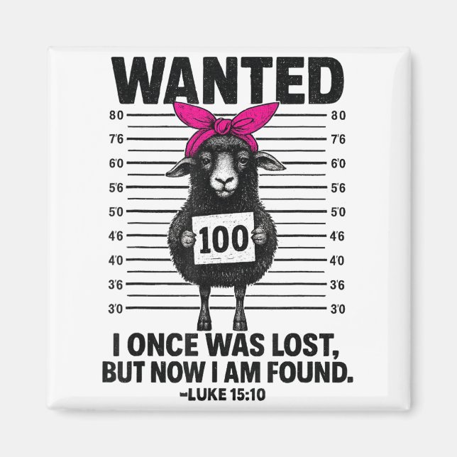 Íman Wanted I Once Was Lost Funny Sheep Quotes Jesus Ch (Frente)