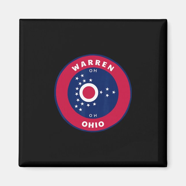 Íman Warren Ohio Oh Bandeira Dge Roundlet Lembrança  (Frente)