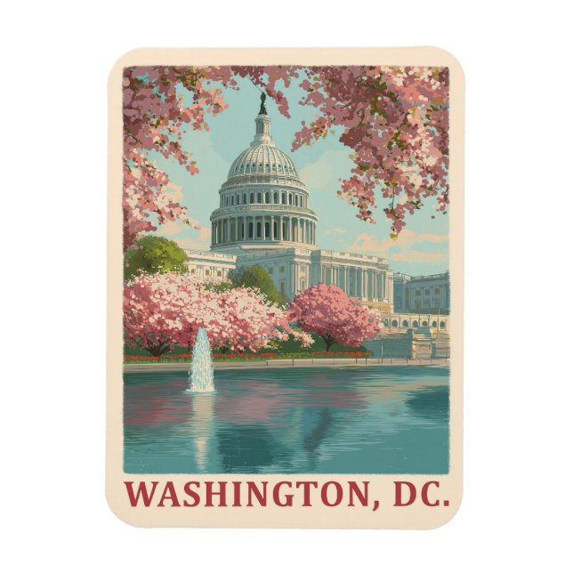 Íman Washington DC - Cherry Blossoms & Capitol Building (Vertical)