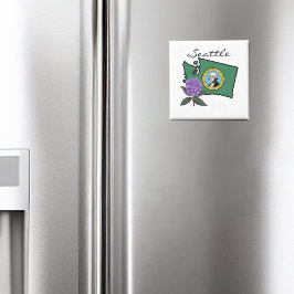 Íman Washington Flag e Flower Pacific Rhododendron