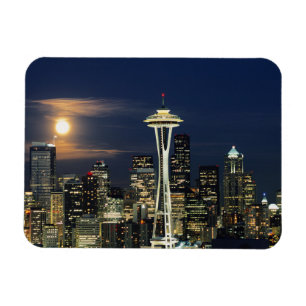 Íman Washington, Seattle, Silhueta noturna da cidade a 