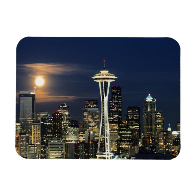Íman Washington, Seattle, Silhueta noturna da cidade a  (Horizontal)