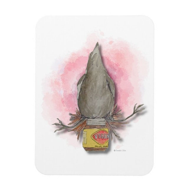 Íman water colour Australian magpie magnet (Vertical)