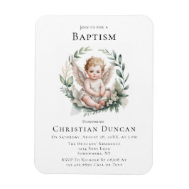 Íman Watercolor Angel Wings Baptism Invite