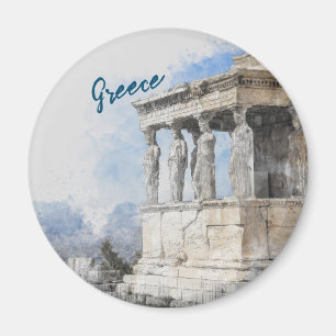 Íman Watercolor Atenas Magnet - Grécia Ruins Souvenir