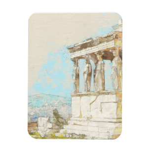 Íman Watercolor Atenas Magnet - Grécia Ruins Souvenir