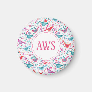 Íman Watercolor Birds Bright Monograma