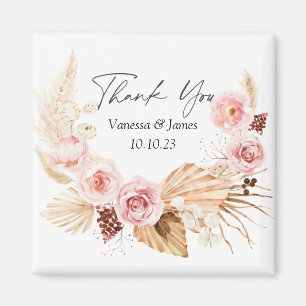 Íman Watercolor Boho Floral Pampas Grass Favor de Casam