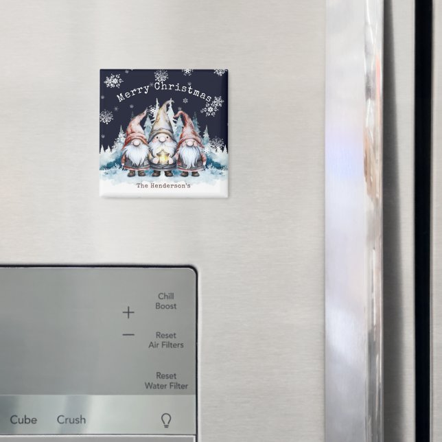Íman Watercolor Christmas Gnomes Personalized (In Situ (Fridge))