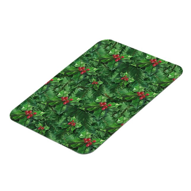Íman Watercolor Christmas Holly Berries (Left Side)