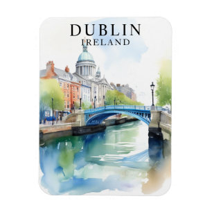 Íman Watercolor Dublin Irlanda Viagem Art Magnet