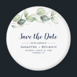 Íman Watercolor Eucalyptus Weding Date (Salvar a Data)<br><div class="desc">Casamento Bonito de Eucalyptus Watercolor Botânico salva o ímã de data que faz uma manutenção perfeita para seus hóspedes e será apreciado por anos</div>