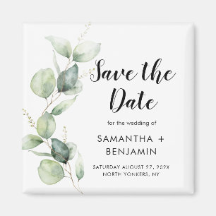 Íman Watercolor Eucalyptus Weding Date (Salvar a Data)