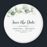 Íman Watercolor Eucalyptus Weding Date (Salvar a Data)<br><div class="desc">Casamento Bonito de Eucalyptus Watercolor Botânico salva o ímã de data que faz uma manutenção perfeita para seus hóspedes e será apreciado por anos</div>