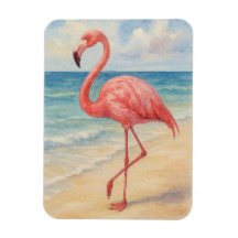 Watercolor Flamingo Beach