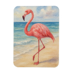 Íman Watercolor Flamingo Beach