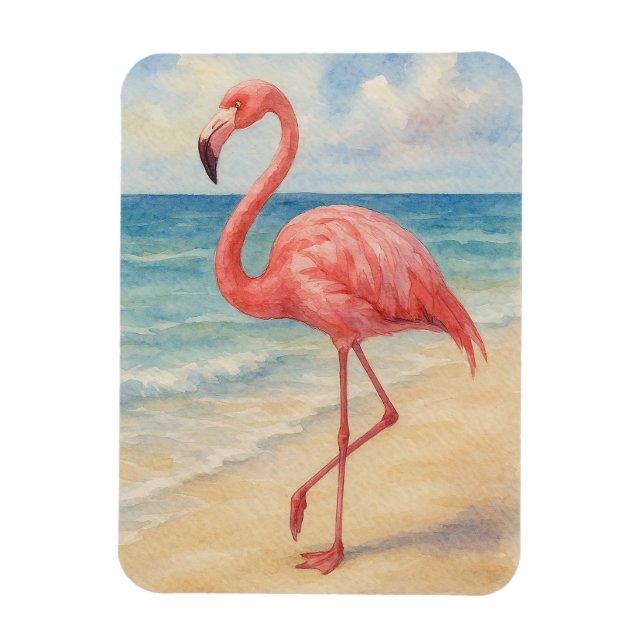 Íman Watercolor Flamingo Beach (Vertical)