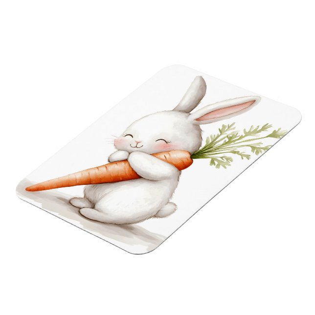 Íman Watercolor Fluffy Bunny Carrot Love (Left Side)
