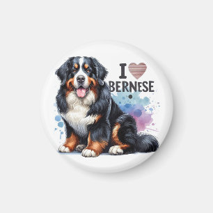 Íman Watercolor I Love My Bernese Mountain Dog