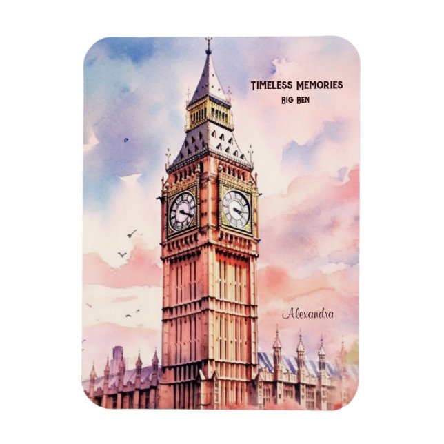 Íman Watercolor Iconic Landmark City London Big Ben (Vertical)
