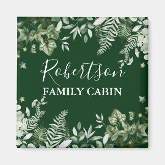 Íman Watercolor Ivy Sage Ferns Family Cabine Verde