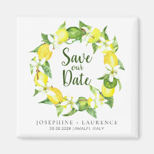 Íman Watercolor Lemons Greenery Wreath Salvar a Data