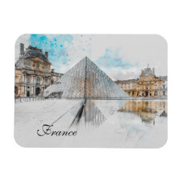 Íman Watercolor Louvre Magnet - Paris France Viagem