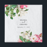 Íman Watercolor Magnolia Flowers Favor de Casamento<br><div class="desc">Uma bela design de casamento da flor de Magnolia. Um design único que usa botânica de vintagem rústica Magnolia florals. Um elegante design floral branco e cor-de-rosa com um traço de verde. Um casamento chic favorece a design com elementos modernos. Os convites de casamento e outros artigos de papelaria também...</div>