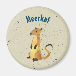 Íman Watercolor Meerkat num Fundo bege