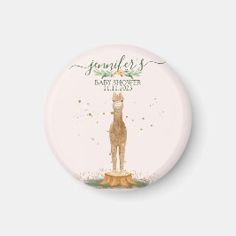 Íman Watercolor pink Alpaca Baby Shower Animal