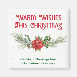Íman Watercolor Poinsettia Holly Bouquet Christmas