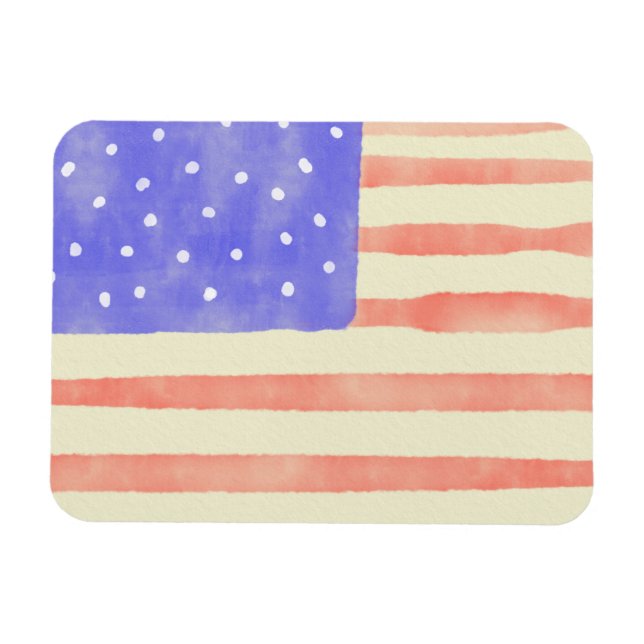 Íman Watercolor rustic EUA flag Magnet (Horizontal)
