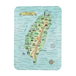 Íman Watercolor Taiwan Map Photo Magnet