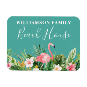 Íman Watercolor Tropical Floral Family Name Beach House