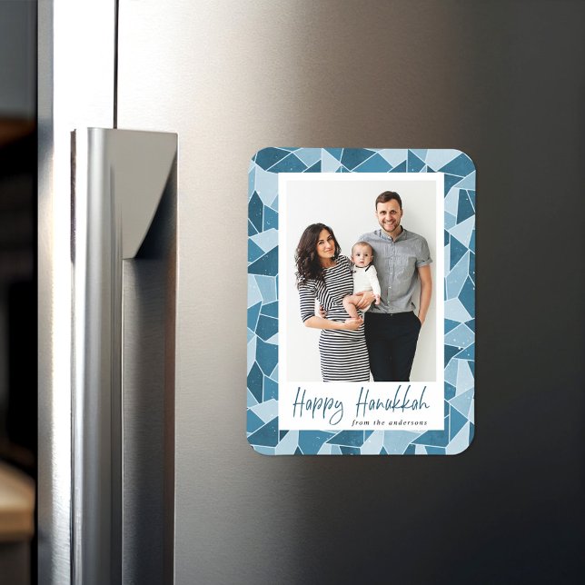 Íman Watercolor Vidro Stido Foto Feliz Hanukkah (Criador carregado)