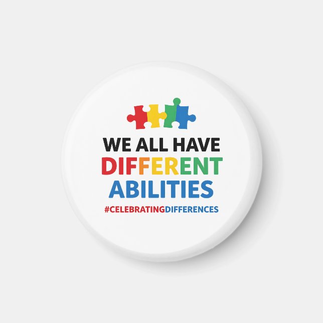 Íman We All Have Different Abilities Awareness Art (Frente)