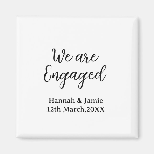 Íman We are Engaged couple name date calligraphystylish (Frente)