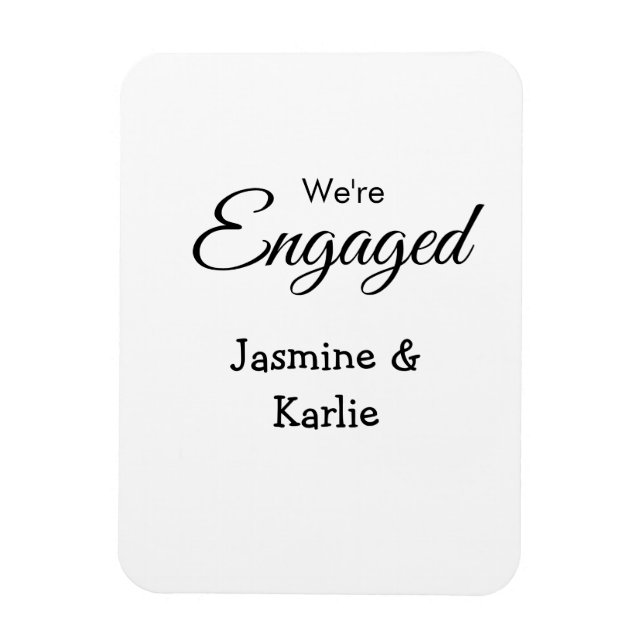 Íman We are engaged couple name romantic stylish simple (Vertical)