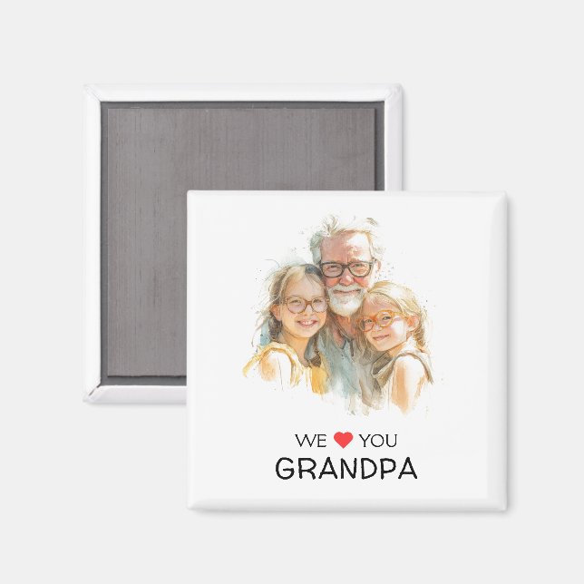 Íman We Love You Grandpa Magnet | Personalized Photo (Front/Back)