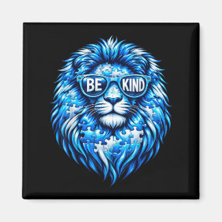 Íman Wear Blue Autism Awareness Puzzle Lion Be Kind Men