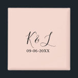 Íman Wedding couple name letter date red pastel backgro<br><div class="desc">Design</div>