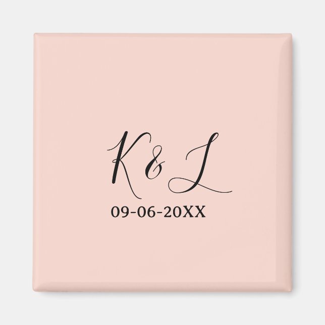 Íman Wedding couple name letter date red pastel backgro (Frente)