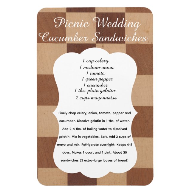 Íman Wedding Cucumber Sandwich Recipe Magnet (Vertical)