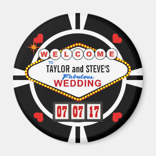 Íman Wedding na microplaqueta de póquer do favor do