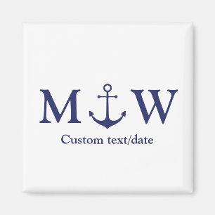 Íman Wedding nautical anchor navy blue monogram favors