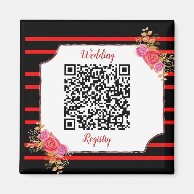 Íman Wedding Registry Custom QR Code and Text (Frente)