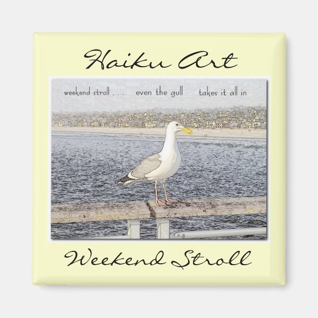 Íman Weekend Stroll Haiku Art Magnet (Frente)